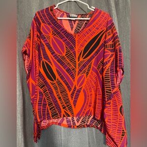 Manuhealii bright  Orange and Purple Women's Top